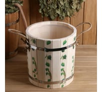 Запарник из липы Добропаровъ пластиковая вставка, 9 л, ручка-веревка, УФ-печать 4980403