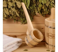Ковш-черпак из липы Добропаровъ 0.5 л, 43 см, нержавеющий обруч, с горизонтальной ручкой 1280147