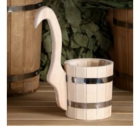 Ковш для бани Добропаровъ липа, 0.8 л, 20 см, с вертикальной ручкой 3399641