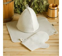 Банный набор Добропаровъ 3 предмета, без вышивки, белый 6881839