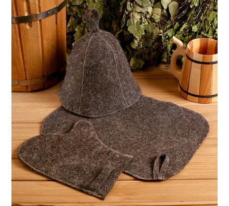 Набор для бани и сауны Добропаровъ тёмный, 3 предмета 2593222