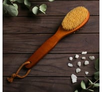 Щетка для тела с ручкой и массажером Доляна натуральная щетина 4694160