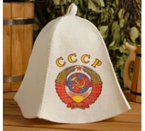 Шапка для бани и сауны с принтом СИМАЛЕНД СССР, белая 5312220
