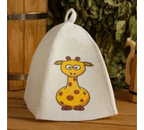 Детская шапка для бани и сауны с принтом СИМАЛЕНД Жираф, белая 5312298