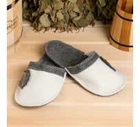 Тапочки для бани Добропаровъ Листок, белые, войлок 3665975