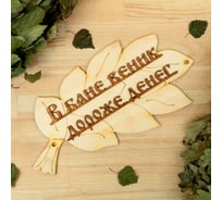 Табличка для бани в виде веника Добропаровъ В бане веник дороже денег, 30x17 см 1384229