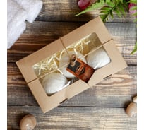 Набор из 3 бурлящих шариков Добропаровъ ваниль, персик, миндаль, с наполнителем, в коробке 4162178