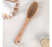 Банная щетка с ручкой СИМАЛЕНД натуральная щетина 25 мм, 390x70x16 мм 4050030