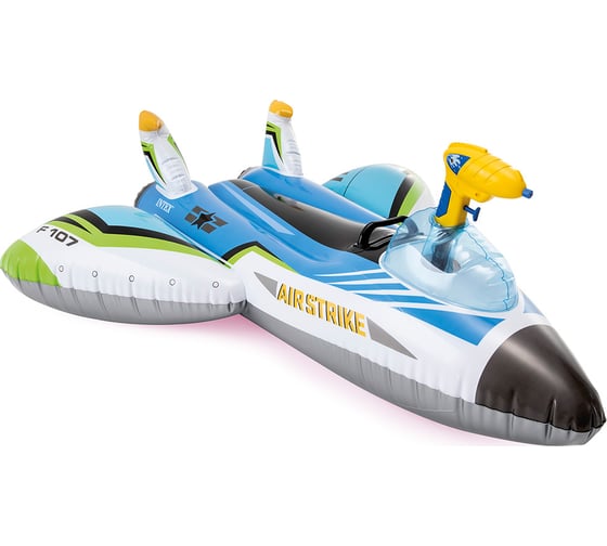 Надувная игрушка-наездник с водяной пушкой INTEX Самолет 117x117 см, 2 цвета 57536