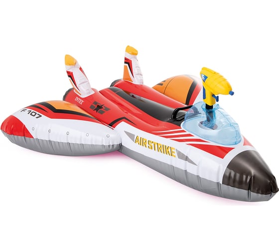 Надувная игрушка-наездник с водяной пушкой INTEX Самолет 117x117 см, 2 цвета 57536