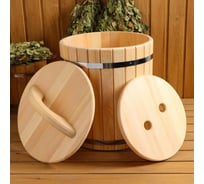 Кедровая кадка с крышкой и гнетом СИМАЛЕНД 30 л, нержавеющий обруч 3857147