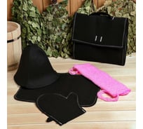 Набор для бани и сауны СИМАЛЕНД 5 в 1, чёрный 5312315