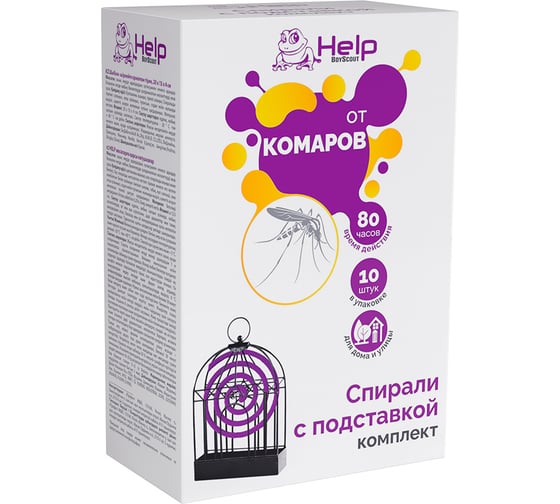 Набор: подставка для спирали от комаров со спиралями HELP 20x13x4 см 80530