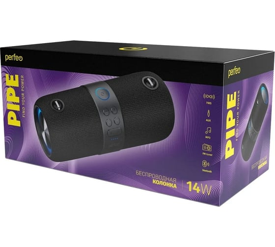 Bluetooth-колонка Perfeo PIPE черная 30014933