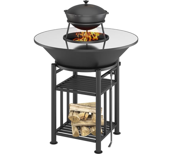 Комплект: чаша, подставка, плита, решетка чугунная 450 мм, крышка Везувий Fantastic Grill диаметр 1000 О-120118