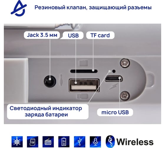 Портативная колонка Belsis Magic Acoustic Vega с Bluetooth 5.0, 73x75.5x182.7 мм, 2x3 Вт, серый SK1024GY