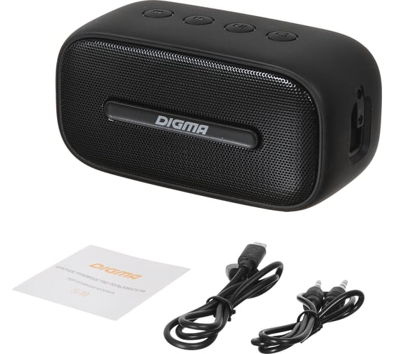 Портативная колонка DIGMA SP1110T S-19 черная, 5W, 1.0, BT/3.5Jack, 10м, 1200mAh 1473837