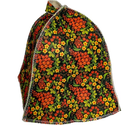 Шапка для бани Бацькина Баня  печать Хохлома рябина 10405