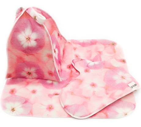 Женский набор для бани из 3-х предметов Бацькина Баня печать Розовые фиалки 13311