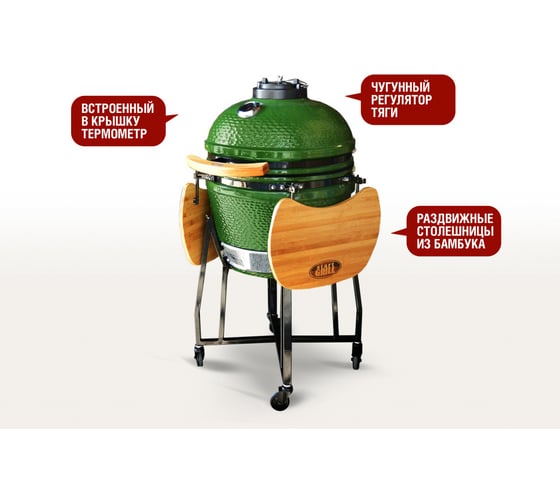 Керамический гриль Start Line Start Grill 18 зеленый, с термометром SKL18_2