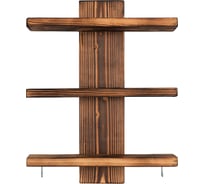 Настенная трёхъярусная полка Банные Штучки 40x28x12 см, обожжённая сосна 33160