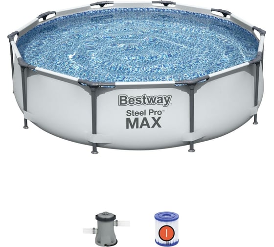 Каркасный бассейн с ф-насосом BestWay Steel Pro Max 305х76 см 56408 030558