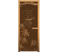 Стеклянная дверь Везувий ЛАГУНА бронза матовая, 190x70 см, 8 мм, 3 петли 710 CR, осина, левая Д-19192