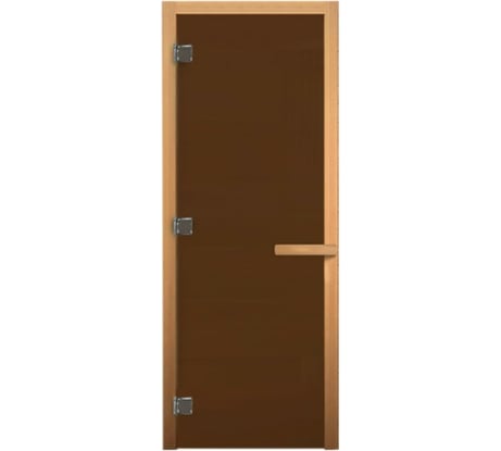 Стеклянная дверь Везувий бронза матовая, 180x70 см, 8 мм, 3 петли 716 GB, хвоя Д-19202