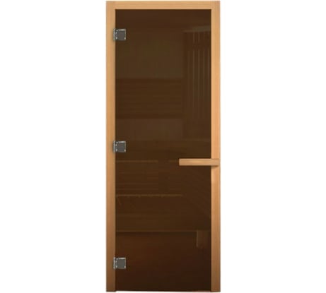 Стеклянная дверь Везувий бронза матовая, 180x80 см, 8 мм, 3 петли 716 CR, осина Д-19203