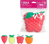 Губка для тела TIAMO 4Play ФРУКТЫ с волной, объемная 3D 13464