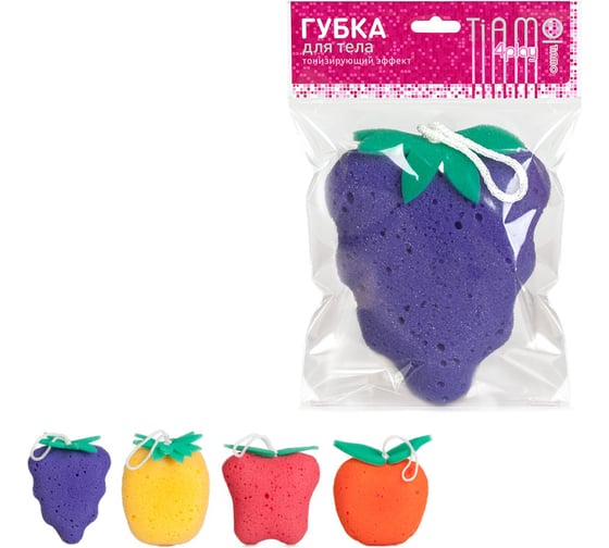Губка для тела TIAMO 4Play ФРУКТЫ объемная 3D 13465