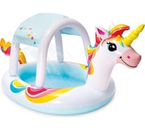 Детский надувной бассейн INTEX Единорог с навесом 122x122 см, 130 л, от 2 лет 58435
