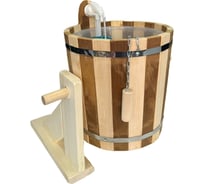 Обливное устройство Бацькина Баня Zebra липа, с переливом и пластиковой вставкой, 14 л 30360