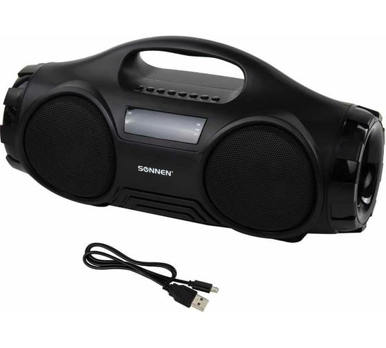 Портативная колонка SONNEN B332, 16 Вт, Bluetooth, FM-тюнер, microSD, MP3-плеер, черная 513480