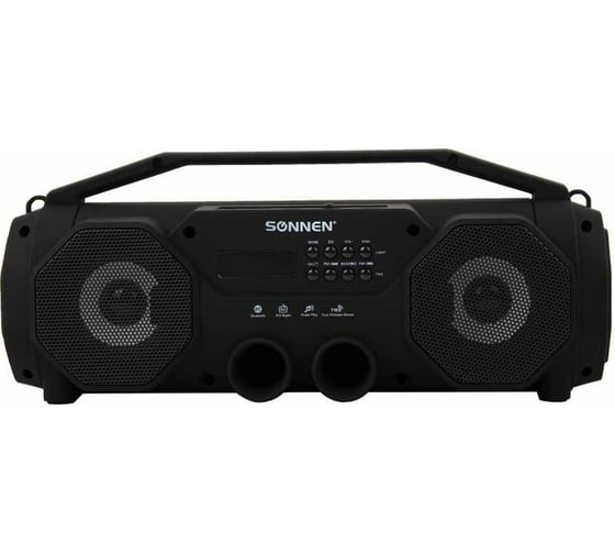 Портативная колонка с подсветкой SONNEN B306, 12 Вт, Bluetooth, FM-тюнер, microSD, MP3-плеер, черная 513479