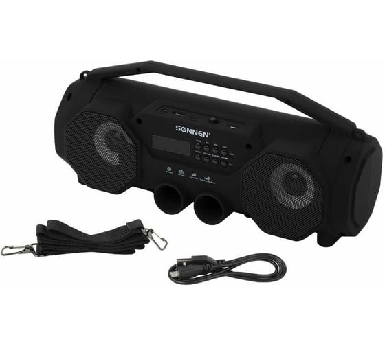 Портативная колонка с подсветкой SONNEN B306, 12 Вт, Bluetooth, FM-тюнер, microSD, MP3-плеер, черная 513479