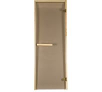 Дверь из стекла Банная линия 1.9x0.7 м, бронза, 6 мм, коробка из хвои, 2 петли, ручка 12-911