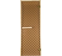 Дверь из стекла Банная линия Рива 1.9x0.7 м, бронза, 6 мм, коробка из хвои, 2 петли, ручка 12-912
