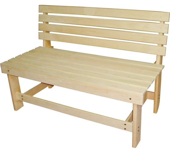 Разборная скамейка со спинкой Банная линия 120x55x90 см, липа 12-767