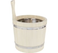 Ушат Банная линия 5 л, с нержавеющей вставкой, липа 12-434