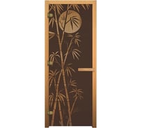 Стеклянная дверь Везувий ДС Бронза БАМБУК матовая, 190x70 см, 8 мм, 3 петли, 710 CR, осина, левая Д-19186