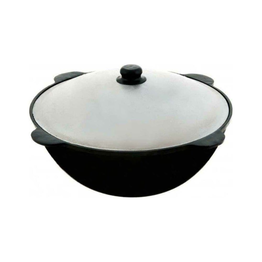 Чугунный казан Davr Metall Узбекский 12 л, плоское дно, с алюминиевой ...