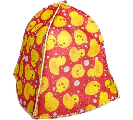 Детская шапка для бани Бацькина баня печать Банные уточки, розовая 10904