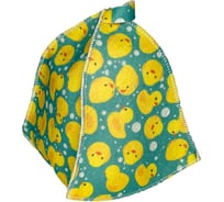 Детская шапка для бани Бацькина баня печать Банные уточки, голубая 10905