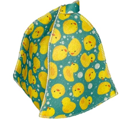 Детская шапка для бани Бацькина баня печать Банные уточки, голубая 10905