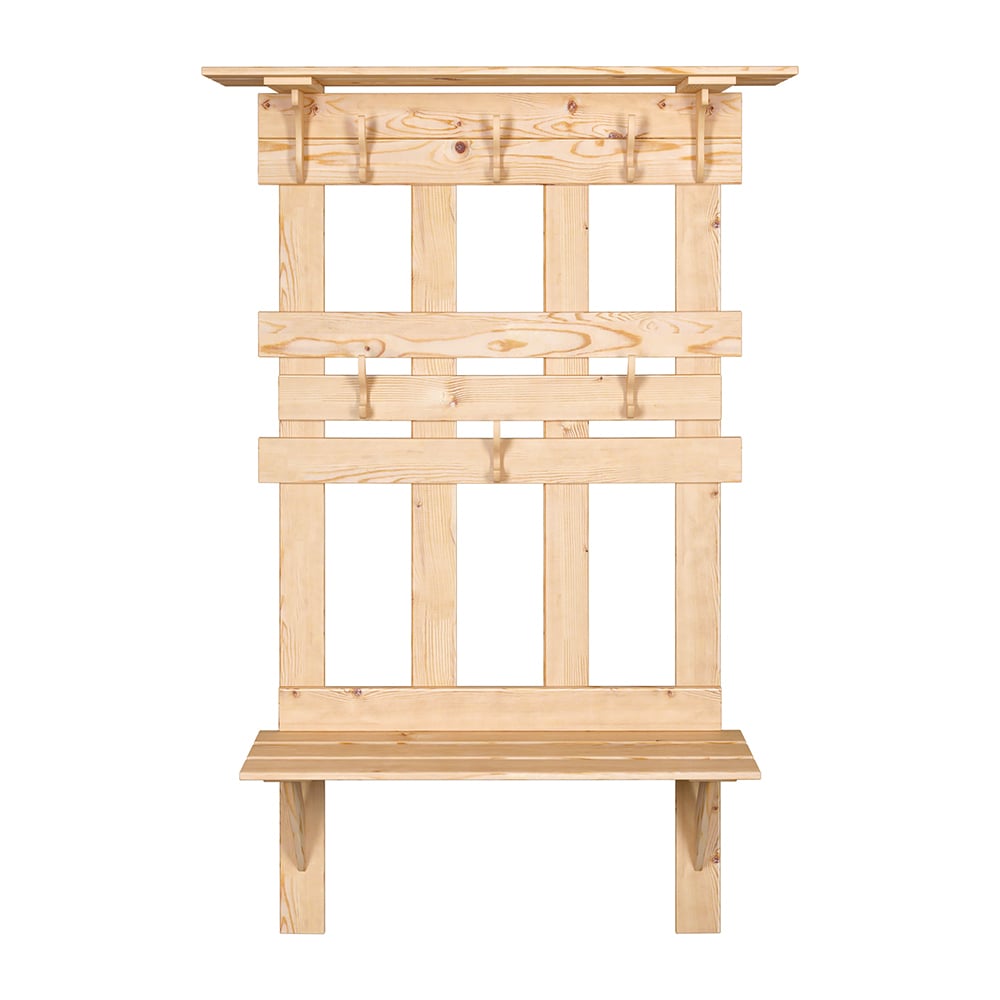 Вешалка с полкой и скамейкой Банные штучки 173x110x32 см, сосна, класс ...