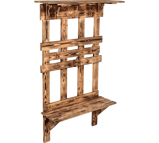 Вешалка с полкой и скамейкой Банные штучки 173x110x32 см, обожжённая сосна, класс ав 33155