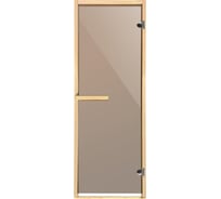 Дверь из стекла Банные штучки 1.9x0.68 м, бронза, прозрачная, 6 мм, короб из лиственных пород, 2 петли, правое открывание 34023