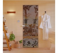 Дверь для бани DoorWood Мишка в лесу бронза матовая, 1800x700 мм УТ-00014705