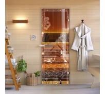 Дверь для бани DoorWood Банька в лесу бронза, 1800x700 мм УТ-00014698